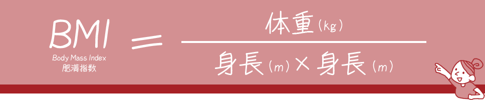 BMI（肥満指数：体重/身長×身長）